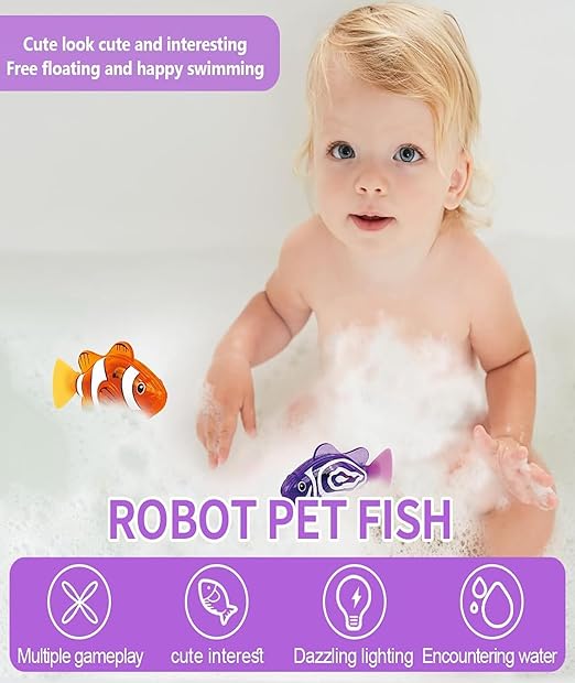 Water-Activated Clownfish Bath Toy, Battery-Powered Swimming Fish Toy for Bathtub & Pool Play