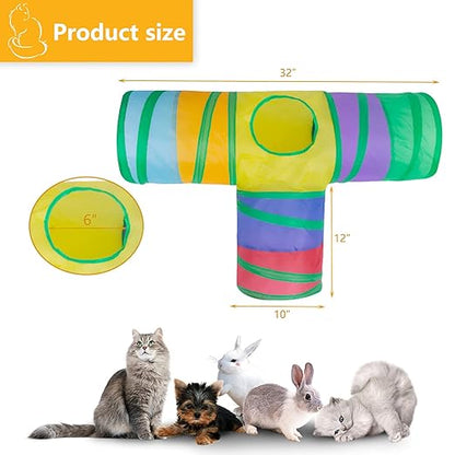 Foldable Multi-Channel Cat Play Tunnel, Interactive Hide & Seek Toy for Indoor Cats