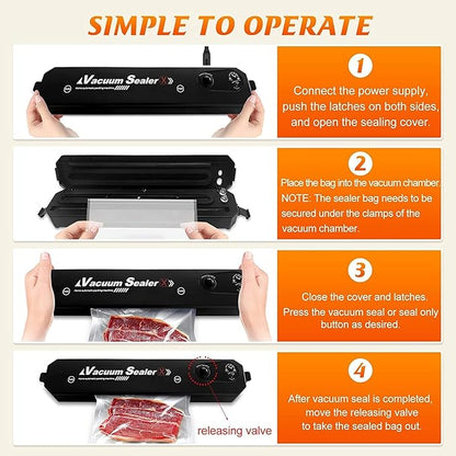 Compact Vacuum Sealer Machine with Bags for Food Storage, Meal Prep & Sous Vide.