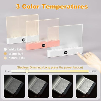 SANZBAE Rechargeable Full Page Book Light with Timer & 3 Color Modes