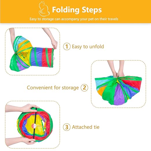 Foldable Multi-Channel Cat Play Tunnel, Interactive Hide & Seek Toy for Indoor Cats
