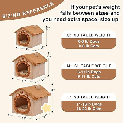 Foldable Cat Cave Bed for Indoor Cats & Small Dogs – Washable Felt Pet House, Modern Enclosed Pet Bed, Calming Cat Hideaway, Portable Puppy Nest