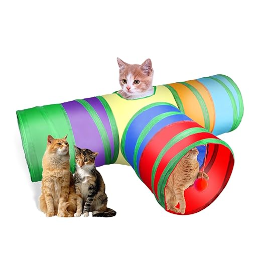 Foldable Multi-Channel Cat Play Tunnel, Interactive Hide & Seek Toy for Indoor Cats