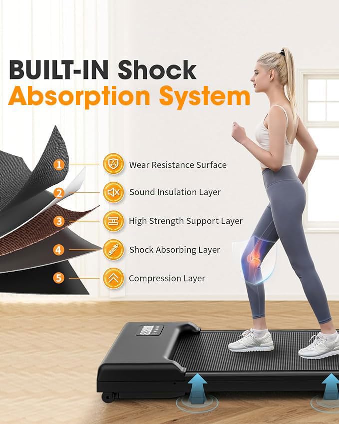 Sanzbae Walking Pad Treadmill for Home Office, Compact Under Desk Treadmill with App Control