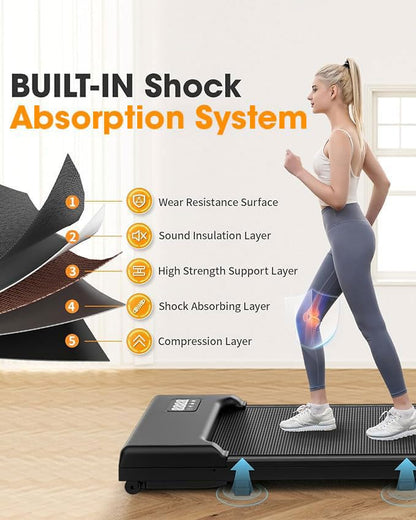 Sanzbae Walking Pad Treadmill for Home Office, Compact Under Desk Treadmill with App Control