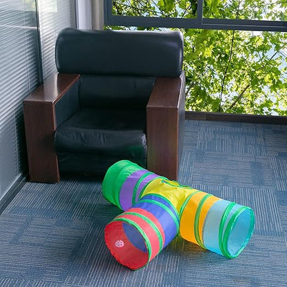 Foldable Multi-Channel Cat Play Tunnel, Interactive Hide & Seek Toy for Indoor Cats