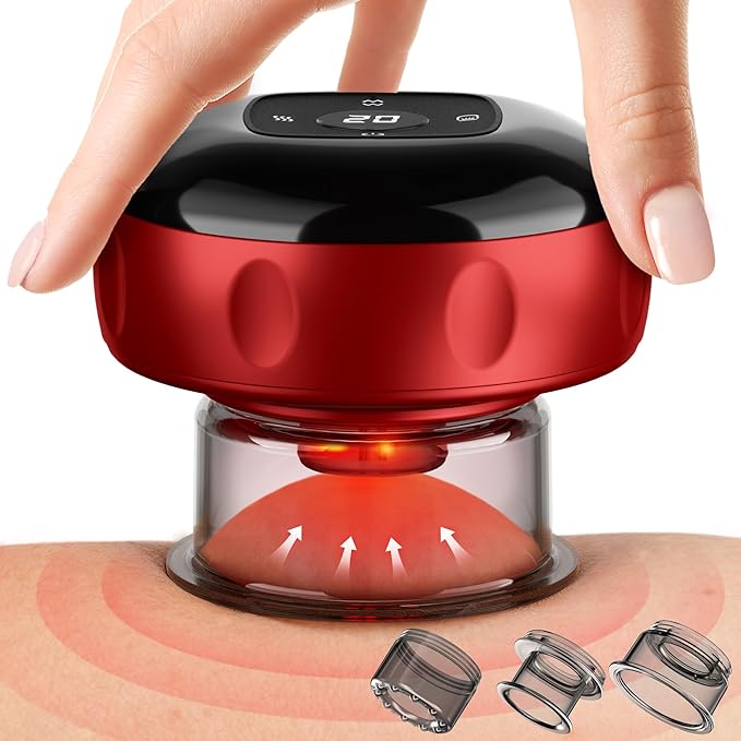 Heated Cupping Therapy Massager, Rechargeable Smart Cupping Set with 12 Suction Levels