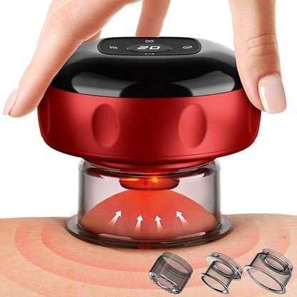 Heated Cupping Therapy Massager, Rechargeable Smart Cupping Set with 12 Suction Levels