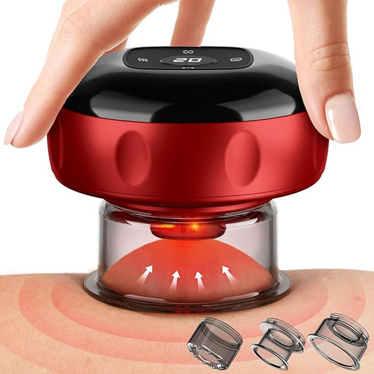 Heated Cupping Therapy Massager, Rechargeable Smart Cupping Set with 12 Suction Levels