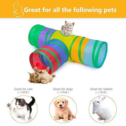 Foldable Multi-Channel Cat Play Tunnel, Interactive Hide & Seek Toy for Indoor Cats