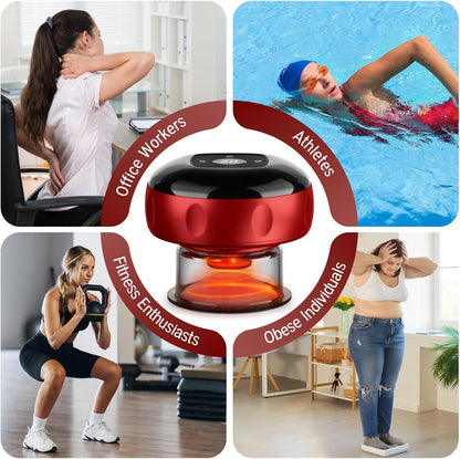 Heated Cupping Therapy Massager, Rechargeable Smart Cupping Set with 12 Suction Levels