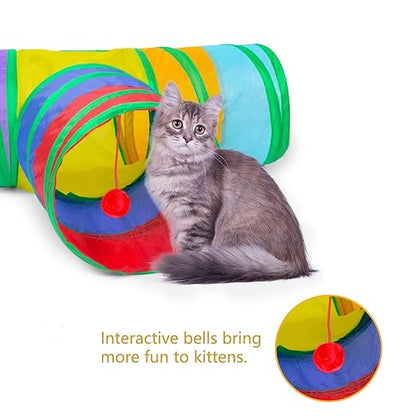Foldable Multi-Channel Cat Play Tunnel, Interactive Hide & Seek Toy for Indoor Cats