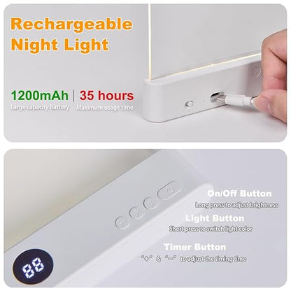 SANZBAE Rechargeable Full Page Book Light with Timer & 3 Color Modes