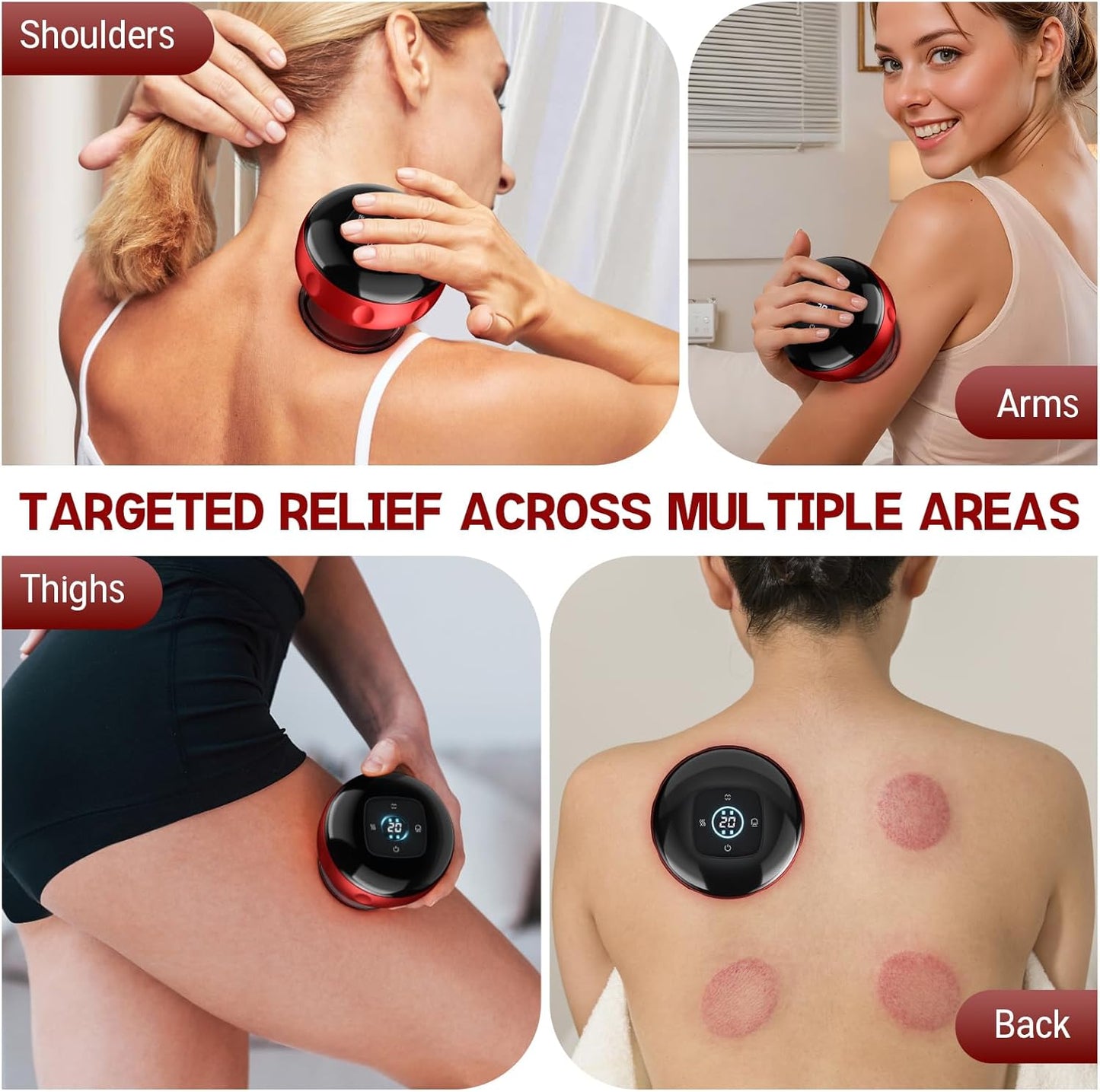 Heated Cupping Therapy Massager, Rechargeable Smart Cupping Set with 12 Suction Levels