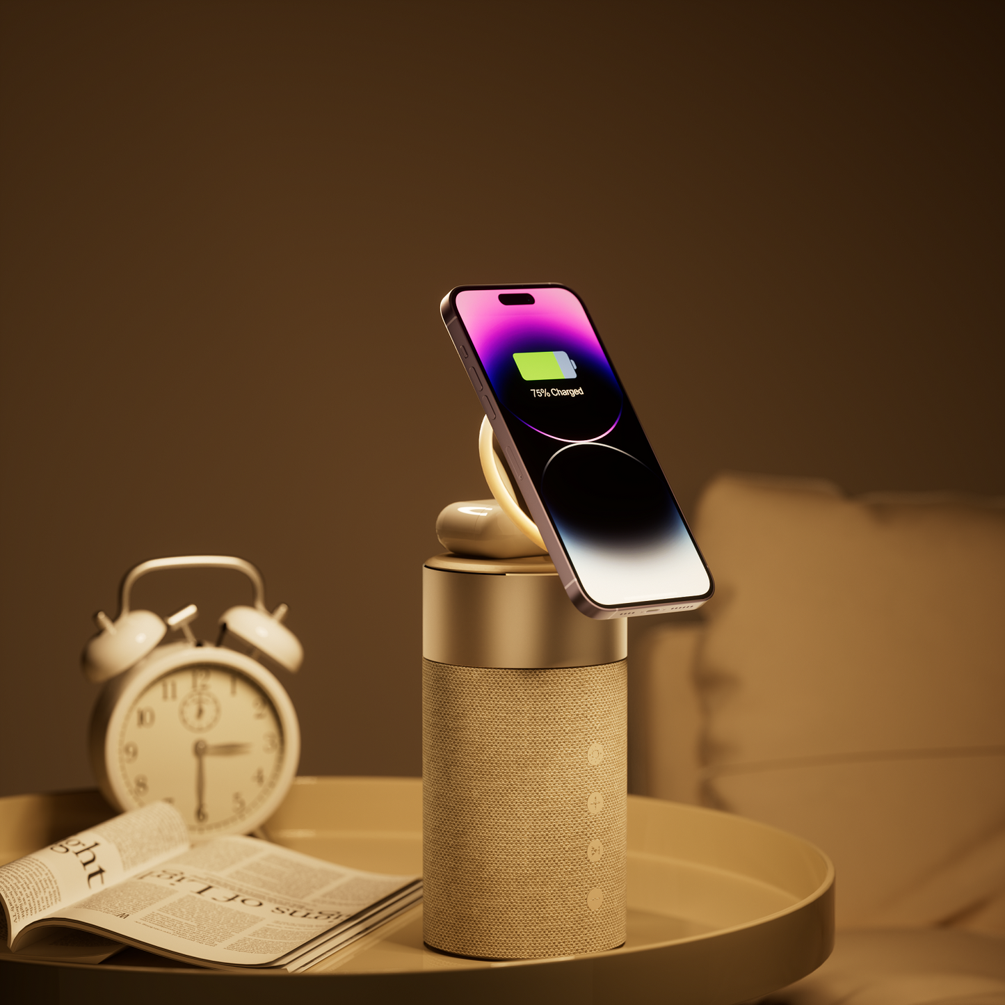 Viral 5-in-1 Smart Desk Gadget – Wireless Charger, Bluetooth Speaker & Night Light