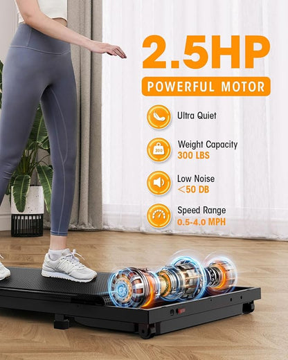 Sanzbae Walking Pad Treadmill for Home Office, Compact Under Desk Treadmill with App Control