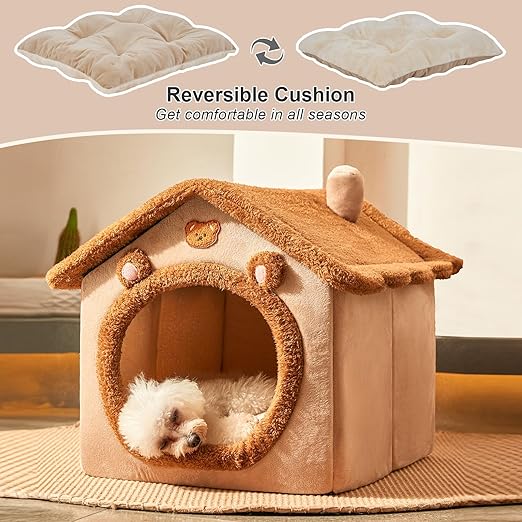 Foldable Cat Cave Bed for Indoor Cats & Small Dogs – Washable Felt Pet House, Modern Enclosed Pet Bed, Calming Cat Hideaway, Portable Puppy Nest