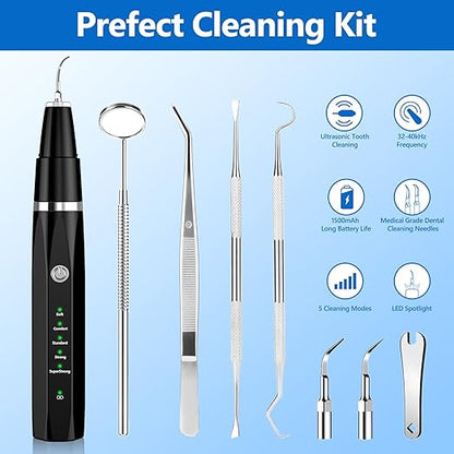 Pet Plaque Remover Teeth Cleaning Kit for Dogs & Cats, Rechargeable Ultrasonic Dental Cleaner