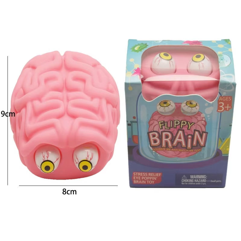 Halloween Eye-Popping Brain Squeeze Toy – Slow Rising Novelty Stress Relief Fidget Toy for Kids & Adults | Funny Halloween Gift