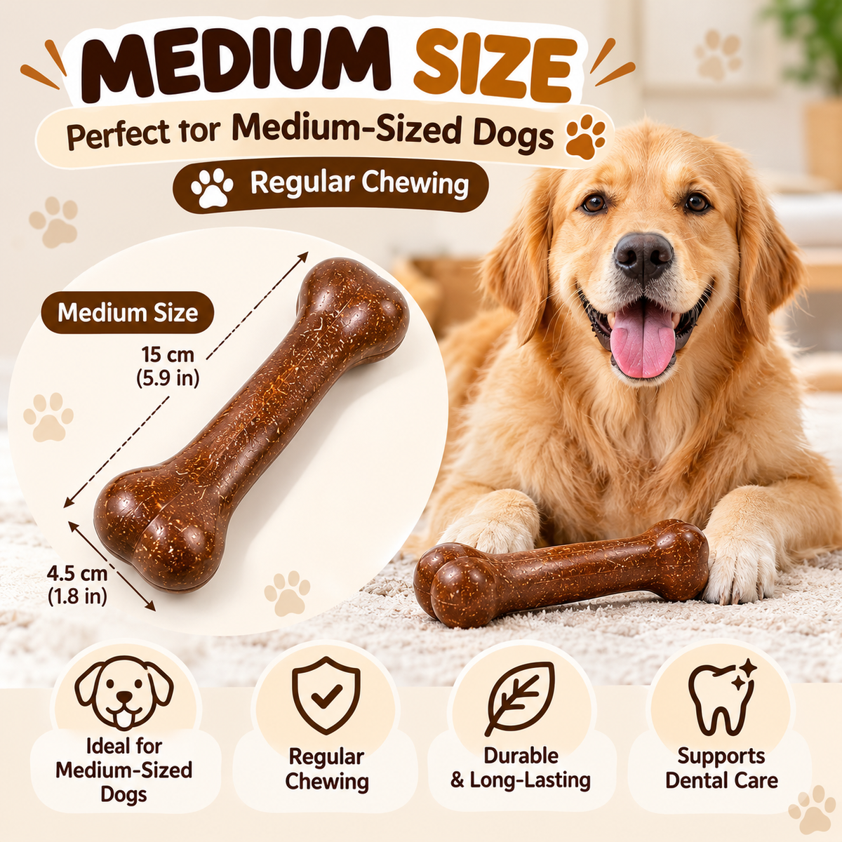 Durable Dog Bone Chew Toy (PACK OF 2) – Teeth Cleaning & Boredom Relief 🐾