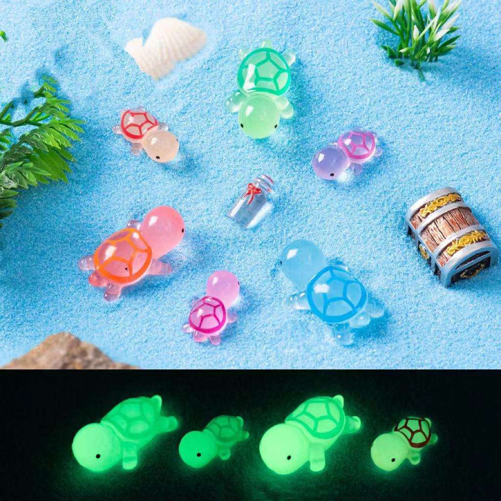 3D Resin Turtle Night Glow Figurine – Luminous Ocean Animal Miniature Collectible Toy | Surprise Blind Bag Gift