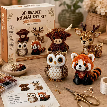 Sanzbae™ DIY 3D Animal Bead Craft Kit for Kids Ages 6-12 | STEM Building Toy, Screen-Free Educational Activity, Creative Arts & Crafts Gift for Boys & Girls
