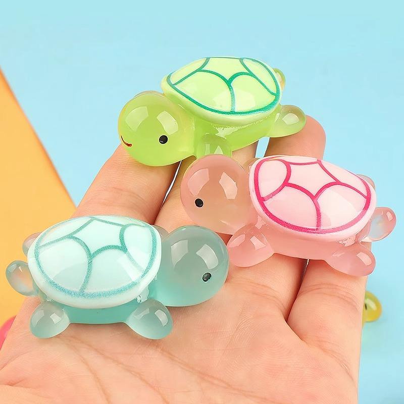 3D Resin Turtle Night Glow Figurine – Luminous Ocean Animal Miniature Collectible Toy | Surprise Blind Bag Gift