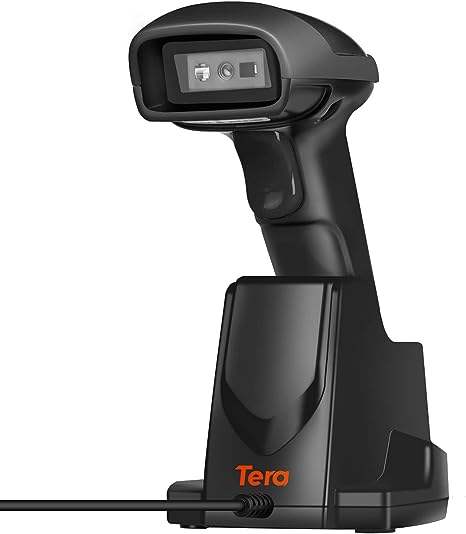 Tera 1D/2D QR Barcode Scanner – Wireless Handheld Scanner with USB Charging Cradle
