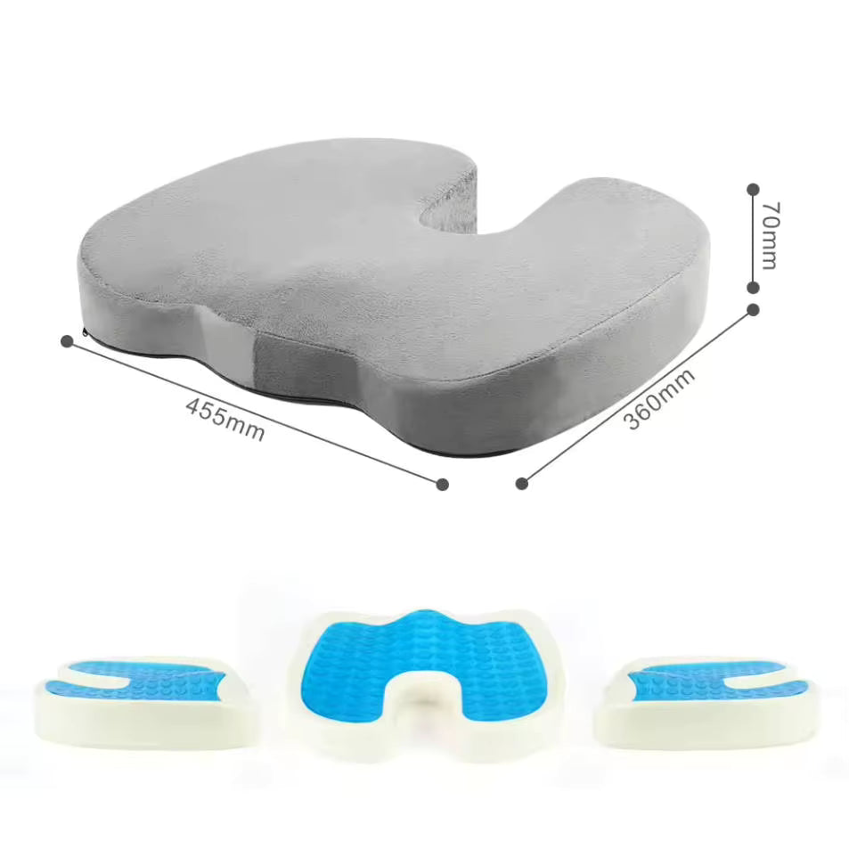 Orthopedic Gel Seat Cushion – Memory Foam Office Chair Cushion for All-Day Comfort