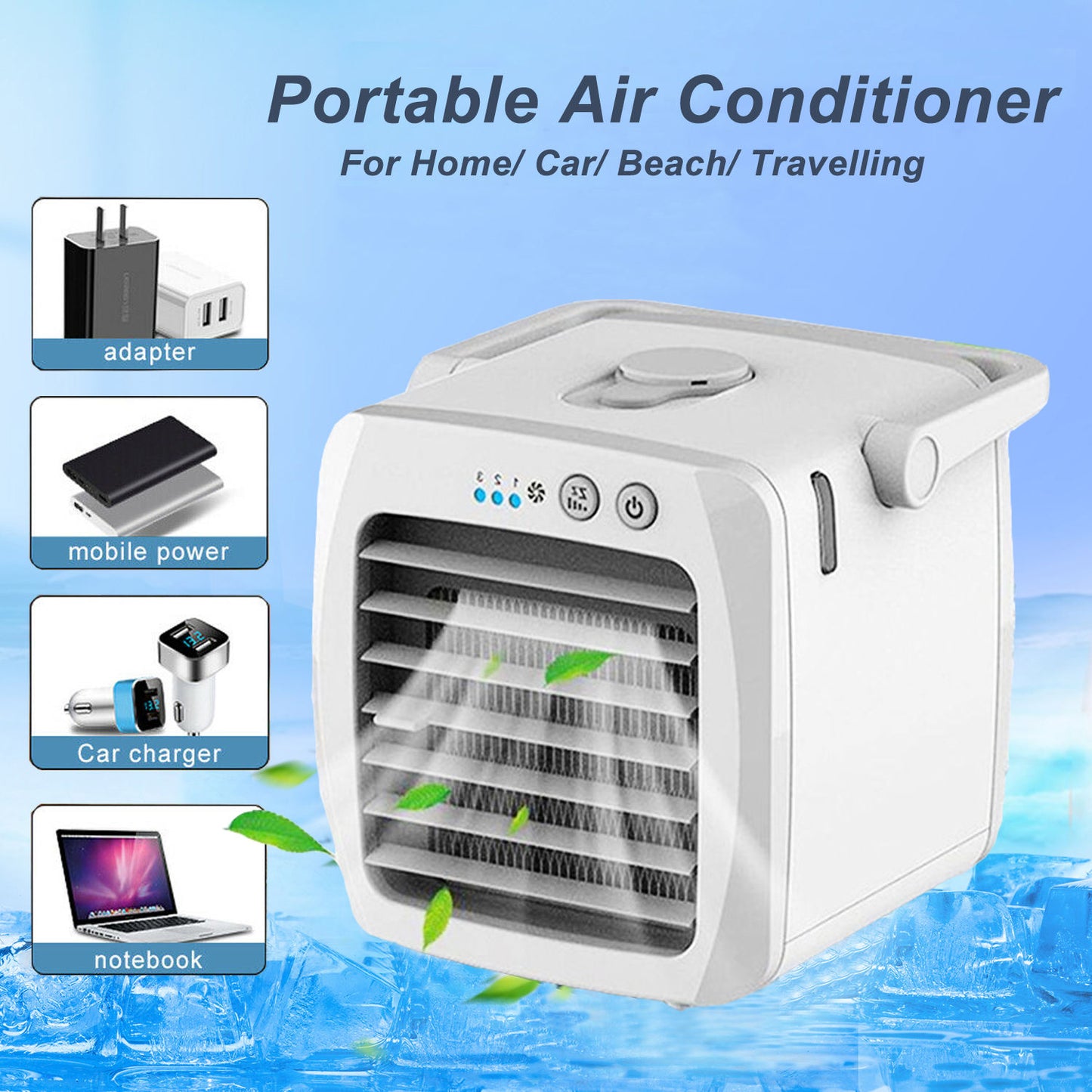 Mini Portable Air Cooler – 3-Speed USB Desk Fan with Humidifier & Water Cooling