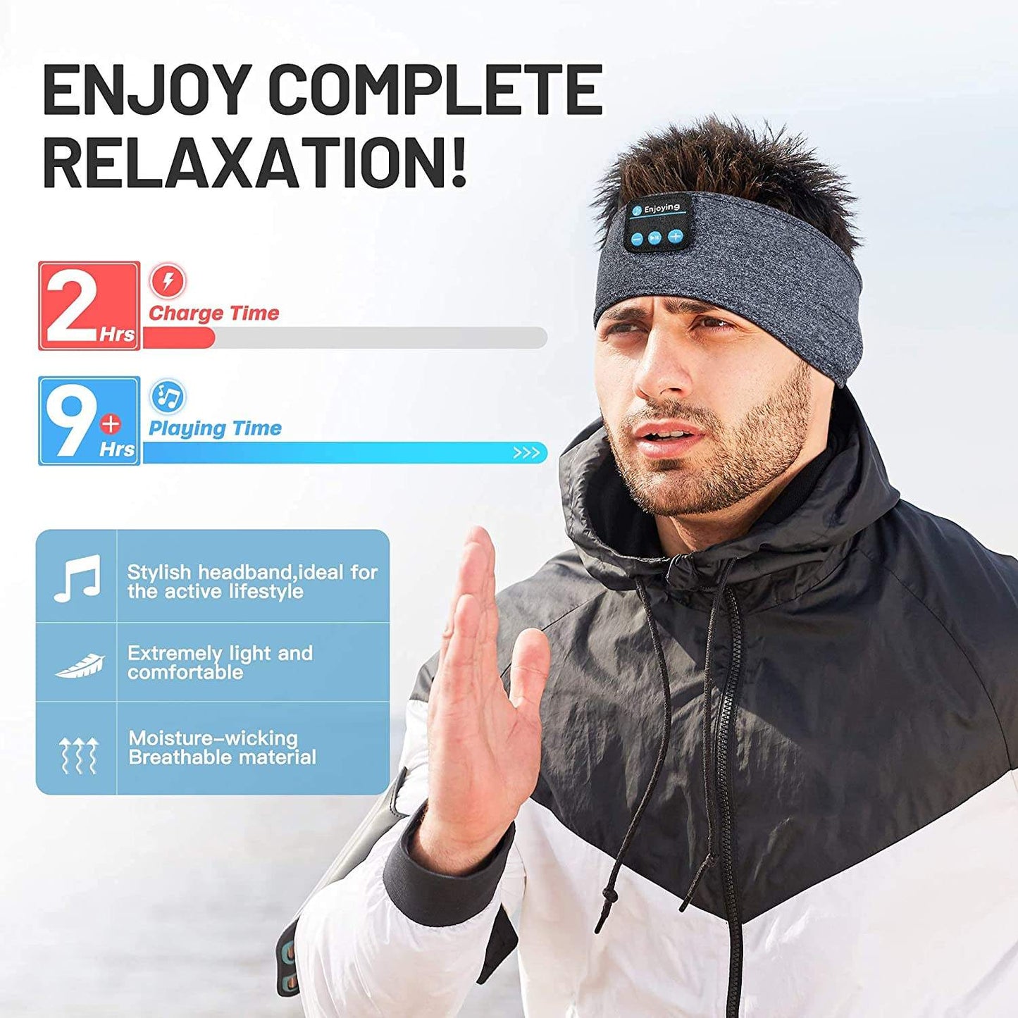 Bluetooth Sleep Headband – Wireless Music Eye Mask & Sports Headphones
