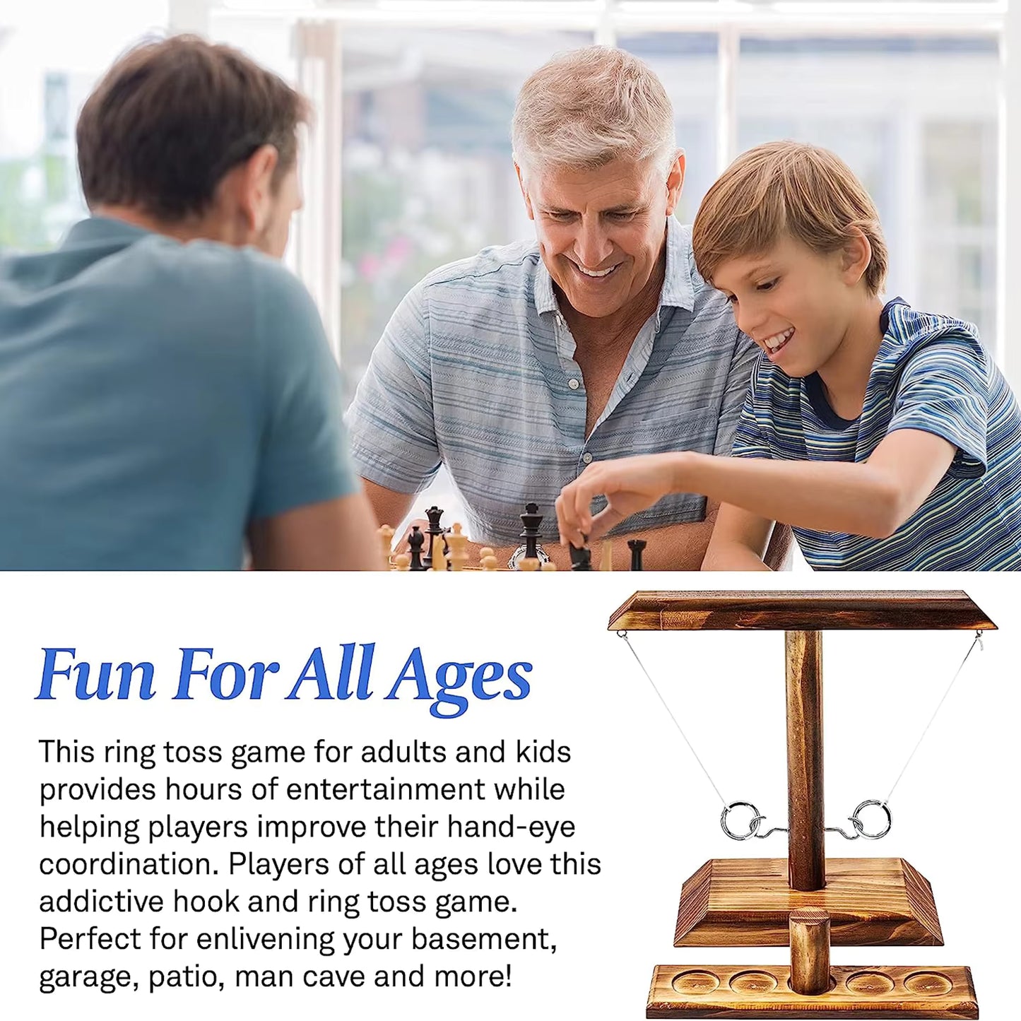 Wooden Ring Toss Game – Interactive Family Party Tabletop Game for Kids & Adults