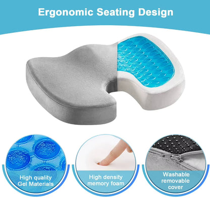Orthopedic Gel Seat Cushion – Memory Foam Office Chair Cushion for All-Day Comfort