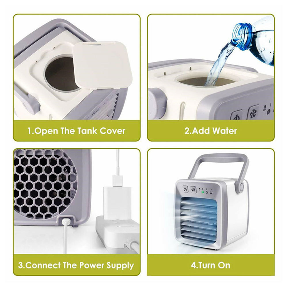 Mini Portable Air Cooler – 3-Speed USB Desk Fan with Humidifier & Water Cooling