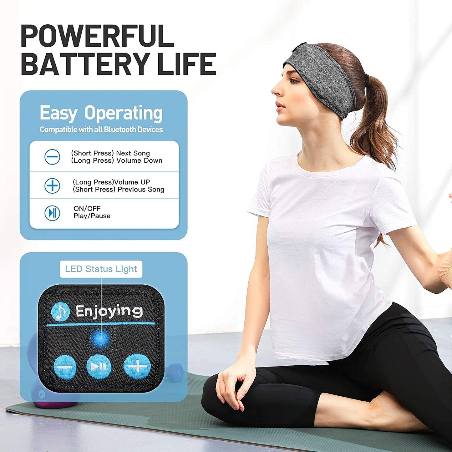 Bluetooth Sleep Headband – Wireless Music Eye Mask & Sports Headphones
