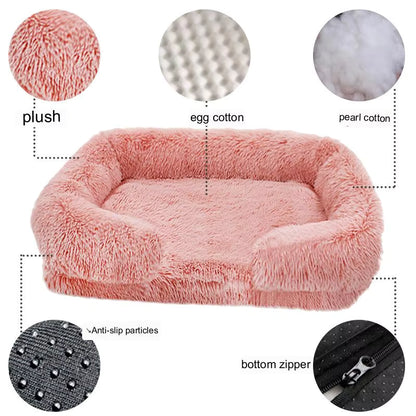 Luxury Plush Dog Sofa Bed – Washable Calming Pet Couch for Dogs & Cats