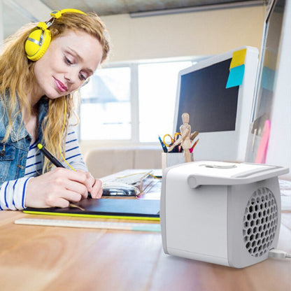 Mini Portable Air Cooler – 3-Speed USB Desk Fan with Humidifier & Water Cooling
