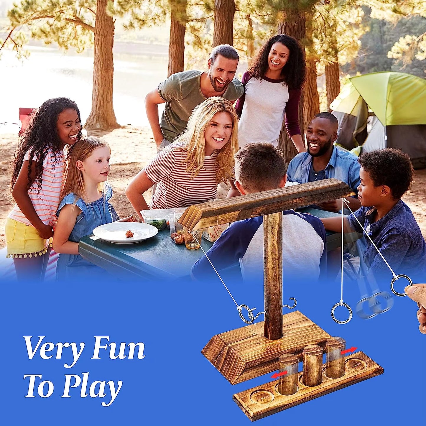 Wooden Ring Toss Game – Interactive Family Party Tabletop Game for Kids & Adults