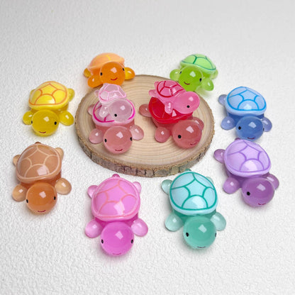 3D Resin Turtle Night Glow Figurine – Luminous Ocean Animal Miniature Collectible Toy | Surprise Blind Bag Gift