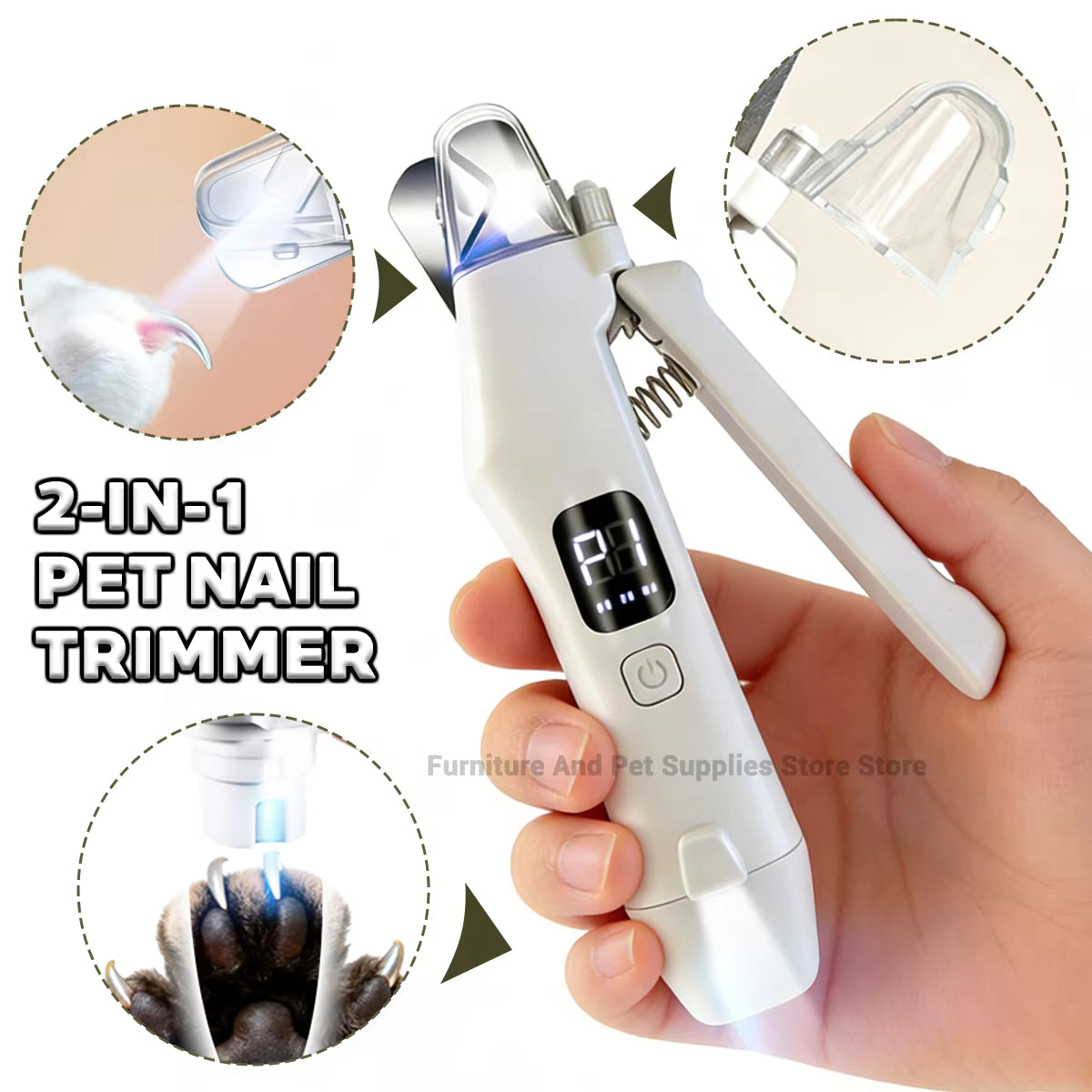 LED Pet Nail Clippers – Dual-Sided Cat & Dog Nail Trimmer with 5X Magnifier