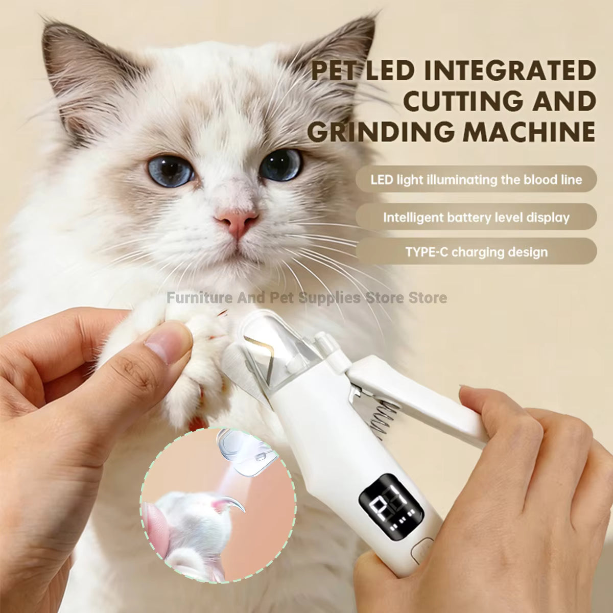 LED Pet Nail Clippers – Dual-Sided Cat & Dog Nail Trimmer with 5X Magnifier