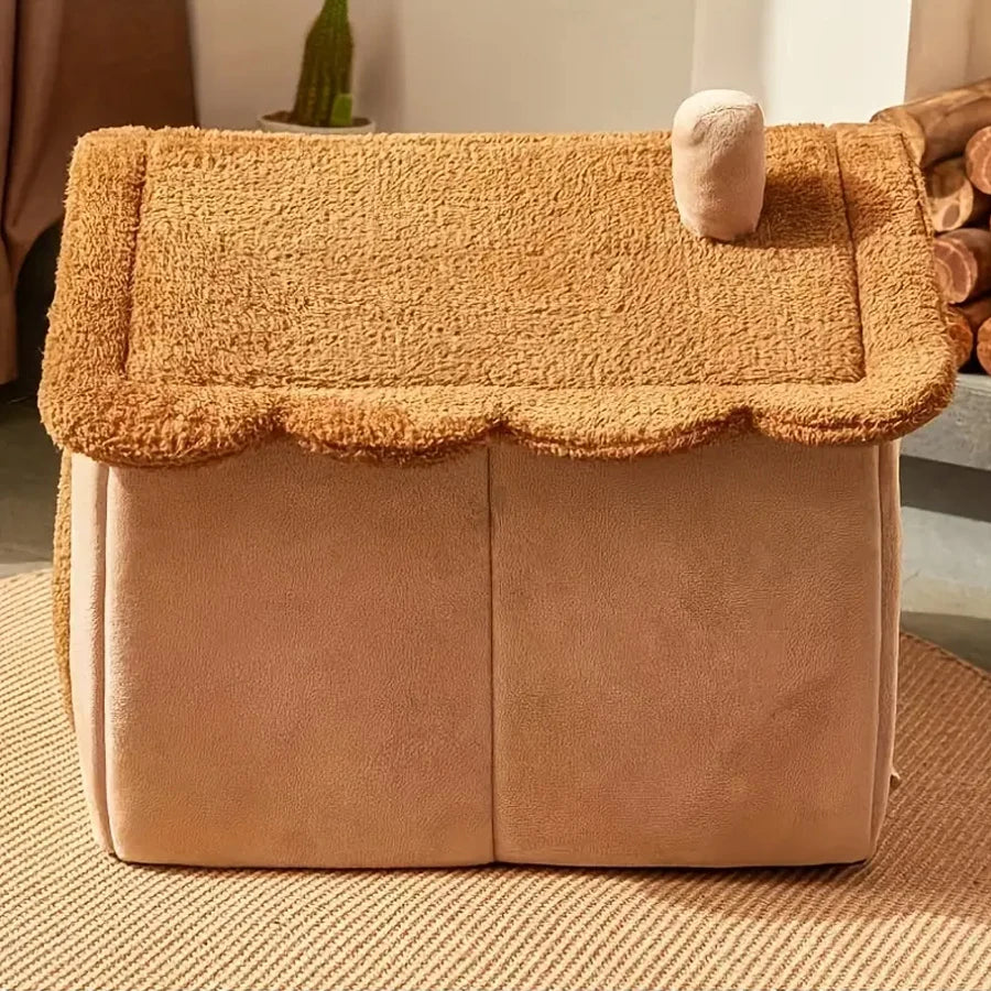Foldable Pet Cave Bed – Cozy Washable Felt Cat & Small Dog House Sofa Bed