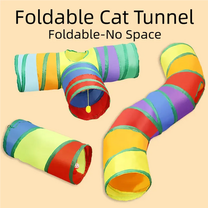Foldable Multi-Channel Cat Play Tunnel, Interactive Hide & Seek Toy for Indoor Cats