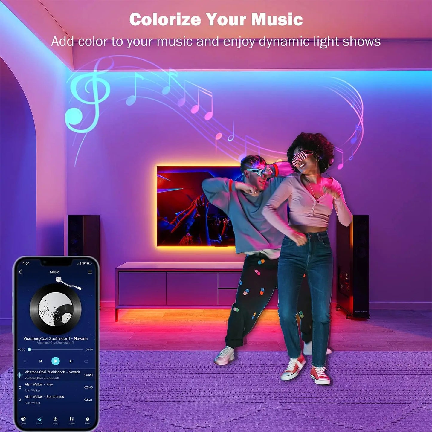 RGB Bluetooth Light Strip Remote & App Control