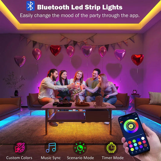 RGB Bluetooth Light Strip Remote & App Control