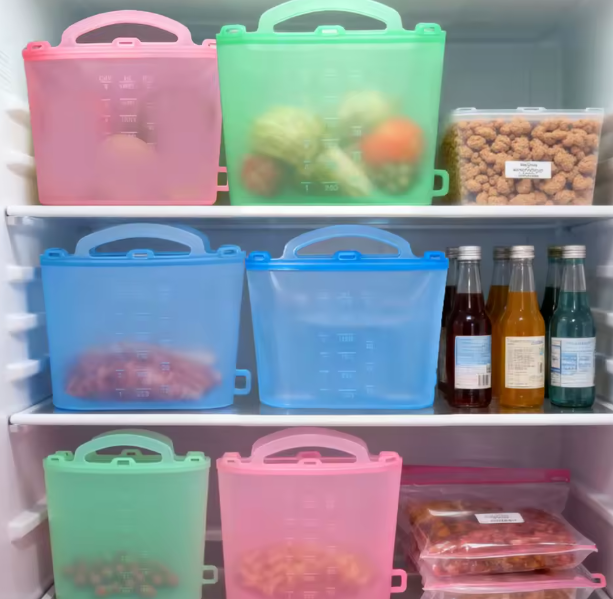 Reusable Silicone Food Bags for Meal Prep, Freezer Storage, Snacks & Produce