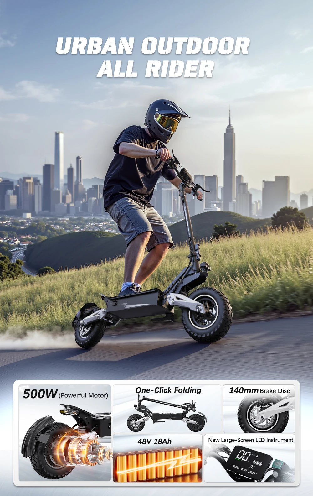 T10 900W Electric Scooter 48V Battery Foldable Off Road