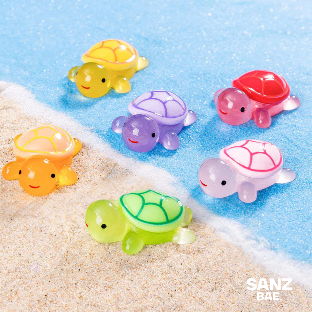 3D Resin Turtle Night Glow Figurine – Luminous Ocean Animal Miniature Collectible Toy | Surprise Blind Bag Gift