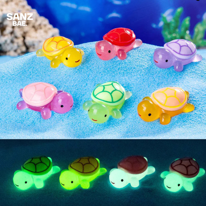3D Resin Turtle Night Glow Figurine – Luminous Ocean Animal Miniature Collectible Toy | Surprise Blind Bag Gift