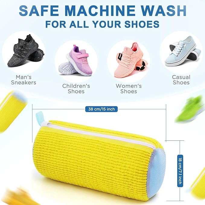 Sanzbae™ Shoe Washing Machine Bag – Premium Sneaker Laundry Bag with Soft Chenille Lining, Reusable Shoe Cleaner Protector for Washing Machines